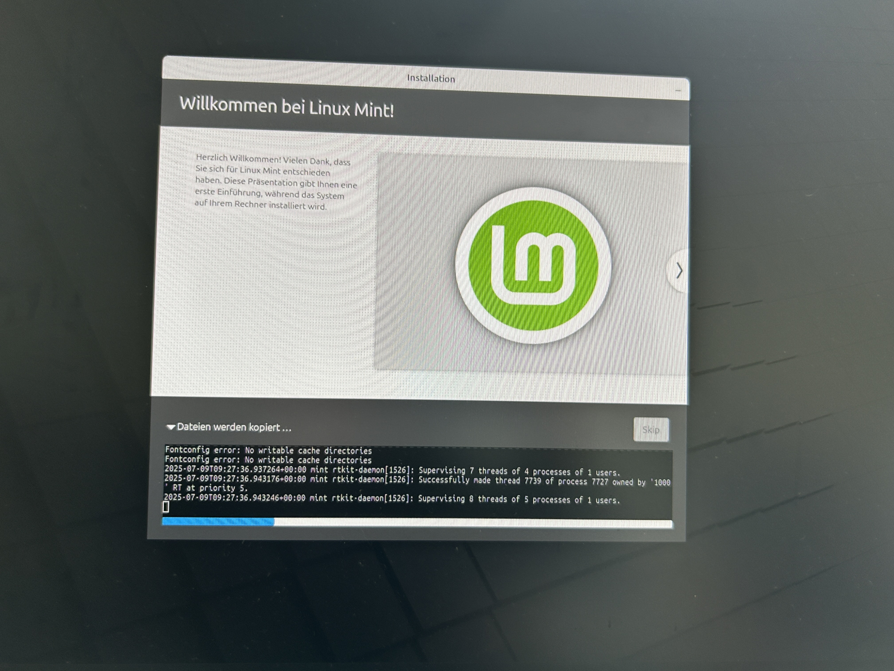 installierung linux